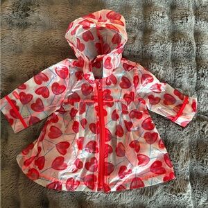 Catimini raincoat with red hearts size 6M